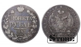 Krievijas Impērija, 1 rublis, 1843. gads, SPB-ACh, PCGS VF Detail, Nikolajs I