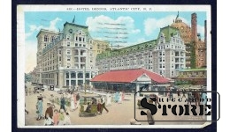 Старинная открытка В Атлантик Сити. Отель