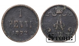 Император Александр II, Финляндия, 1 пенни, 1872. год, медь