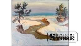Живопись, Устье реки зимой, Владимир Свиклис, 1983 год, 50x62cm CSA1035
