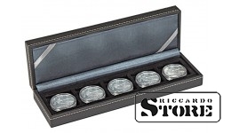 Numizmatinė dėžutė NERA S su 5 kvadratinėmis dėžutėmis monetoms/monetų kapsulėms iki 40 mm išorinio skersmens
