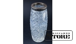 Хрустальная ваза с серебряным ободком , 20 CM