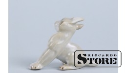 Статуэтка, Рысь , фарфор, Рига , Рижская фарфоровая фабрика, 50-е годы , 5 см