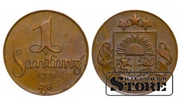 1928 Latvia Coin Bronze Coinage Rare 1 santims KM# 1 #LV4404