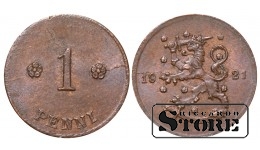 Финляндия, 1 пенни, 1921. год, медь