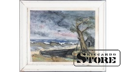 Живопись, Буря в рыбацком посёлке, 1973 год, 39x49cm CSA1082