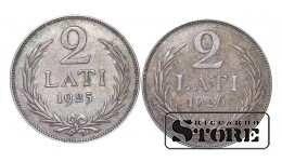 13 монет, Латвия, 2 лата, 1925, 1926, серебро