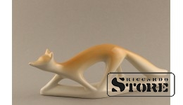 Статуэтка, Лиса , фарфор, Рига , Рижская фарфоровая фабрика, 60-е годы , 9 х 22 см