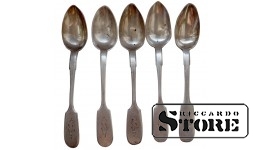 Серебряные ложки, 5 шт., 84 пробы ,130 грамм