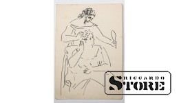 Vintage card Two women drawing. 20th century # NT343