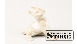 Статуэтка, Рысь , фарфор, Рига , Рижская фарфоровая фабрика, 50-е годы , 5 см