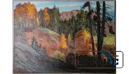 Живопись, Отвесные берега реки осенью, Владимир Свиклис, 1985 год, 50x70cm CSA1069