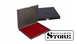 CARUS-1 natural wood case with a dark red insert – a stylish and secure solution for storing 30 coin capsules with an external diameter of 37.5 mm. Perfect for German silver coins of 20/10 euros in "proof" format in original capsules.