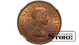 Великобритания Полпенни 1962 года, Елизавета II, NGC MS64 RB