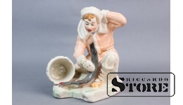 Статуэтка Емеля со щукой, фарфор, Минск, МФФЗ, автор А.Аксючиц, 1957 год
