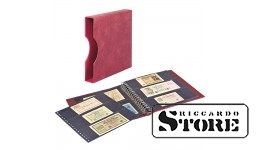 LINDNER banknote album with black interleaves and protective case — cherry red.