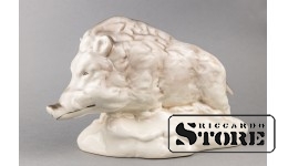 Статуэтка, Кабан, фарфор, Рига, Рижская фарфоровая фабрика, 50-е годы , 14 см