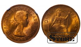Великобритания, 1 Пенни 1967 год - MS 65 RD