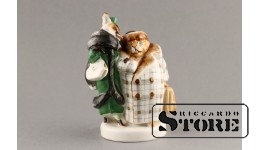 Статуэтка, Лиса и бобер , фарфор, CCCP , Ленинградский фарфоровый завод , 16 см