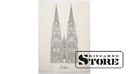 Винтажная открытка Рисунок лютеранского Собора в Кёльне. 20 в. #NT368