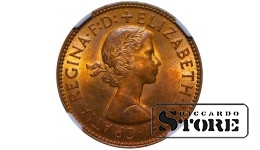 1962 Half Penny, Elizabeth II , NGC MS64 RB