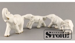 Статуэтка, Слоники, Рига , Рижская фарфоровая фабрика, 50-е годы , 4.5 , 4.4 ,4.4 ,4.3 см
