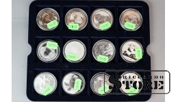 Инвестиционные серебряные монеты разных стран с изображением животных, 2014 - 2016, серебро, обший вес 12 унцый