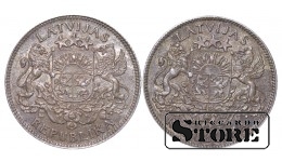 5 монет, Латвия, 1 лат, 1924, серебро