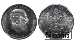 Badeni Suurhertsogiriik, 2 marka, 1907 aasta, Friedrich I surm, NGC, PROOF DETAILS