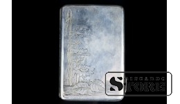 Портсигар, Серебро, 84 проба , 128 г, 10,5 x 7 см, ПРОБА , РОССИЙСКАЯ ИМПЕРИЯ CSA459
