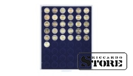 Blue velour tray 2154ME with a diameter of 25.75 mm for storing coins and medals.