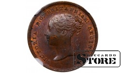 United Kingdom, ½ Farthing, 1844 year, NGC MS 62 BN