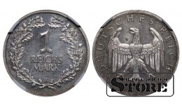 Vācija, 1 reihsmarks, 1925. gads, A (Berlīne), sudrabs, NGC PF 65