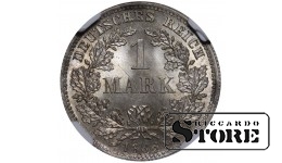 Vācija, 1 marka, 1886. gads, D, sudrabs, NGC MS 67, Top Pop