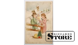 Старинная Рождественская открытка Ангелки 20 в. #NT335
