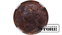 Suurbritannia, 1 farthing, 1885. aasta, pronks, NGC, MS 62 BN