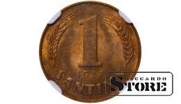 Läti, 1 Santim, 1937 aasta, pronks, NGC, MS 64 RB