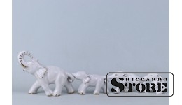 Статуэтка, Слоники, Рига , Рижская фарфоровая фабрика, 50-е годы , 4.5 , 4.4 ,4.4 ,4.3 см