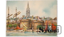 Vintage postcard View of the city embankment. 20th century # NT282