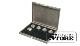 CARUS XM natural wood case with 12 square compartments for coins/coin capsules with outer diameter up to 52 mm