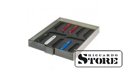 Collectible/presentation boxes LINDNER for 12 Swiss pocket knives VICTORINOX * models "Pioneer" and "Farmer", length 93 mm (in folded form).