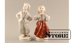 статуэтка, Народный танец, Рига , Рижская фарфоровая фабрика, 50-е годы , 13 см