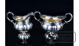Сахарница и Молочник , Серебро , общий вес 318 г , Франция , 20 век CSA428