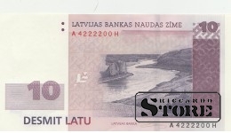 БАНКНОТА, ЛАТВИЯ, 10 Лат 2008 год  - AUNC