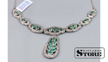 Украшение с цирконием, топазом и изумрудом, серебро, CSA1001