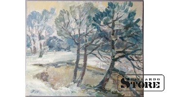 Живопись, Берег реки зимой, Владимир Свиклис, 1987 год, 50x62cm CSA1063