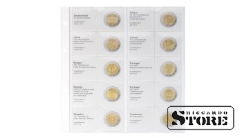 Illustrated sheet for storing 2-euro coins: from Germany 2019 to France 2019.
