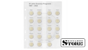 Illustrated Multi Collect system sheet for 2-euro commemorative coins: joint issue "35 Years Erasmus Programme 1987–2022".