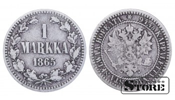 1865 Finland Emperor Nicholas II (1895 - 1917) Coin Coinage Standard 1 markka KM#3 #F370