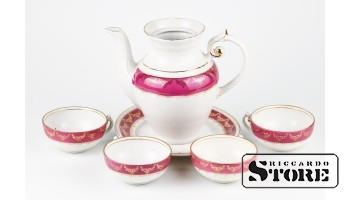 Фарфор , Кофейный сервиз на 4 персоны, Рига , РИЖСКАЯ ФАРФОРОВАЯ ФАБРИКА